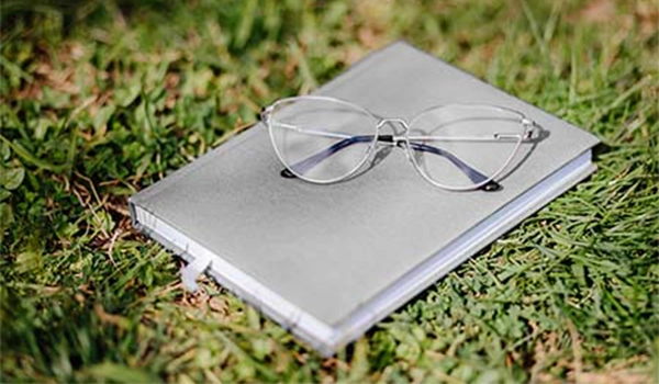 book and glasses